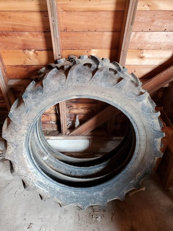 (2) FIRESTONE 12.4 - 36 TRACTOR TIRES (GOOD RUBBER)