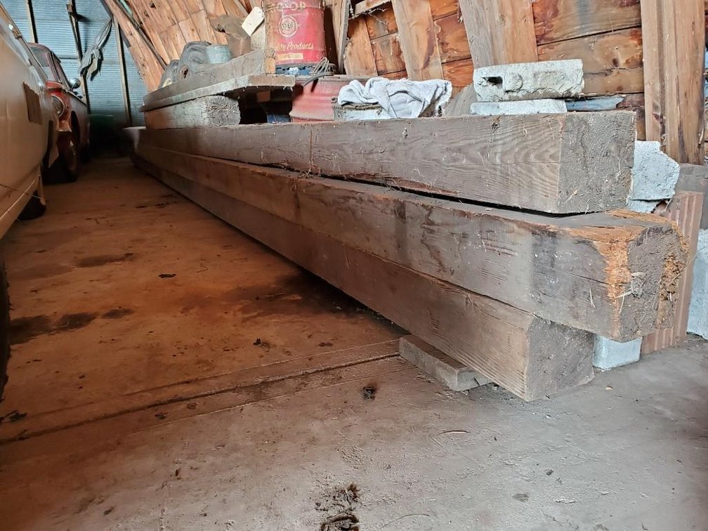 (3) 23' 8" X 8" TIMBERS AND MISC BOARDS