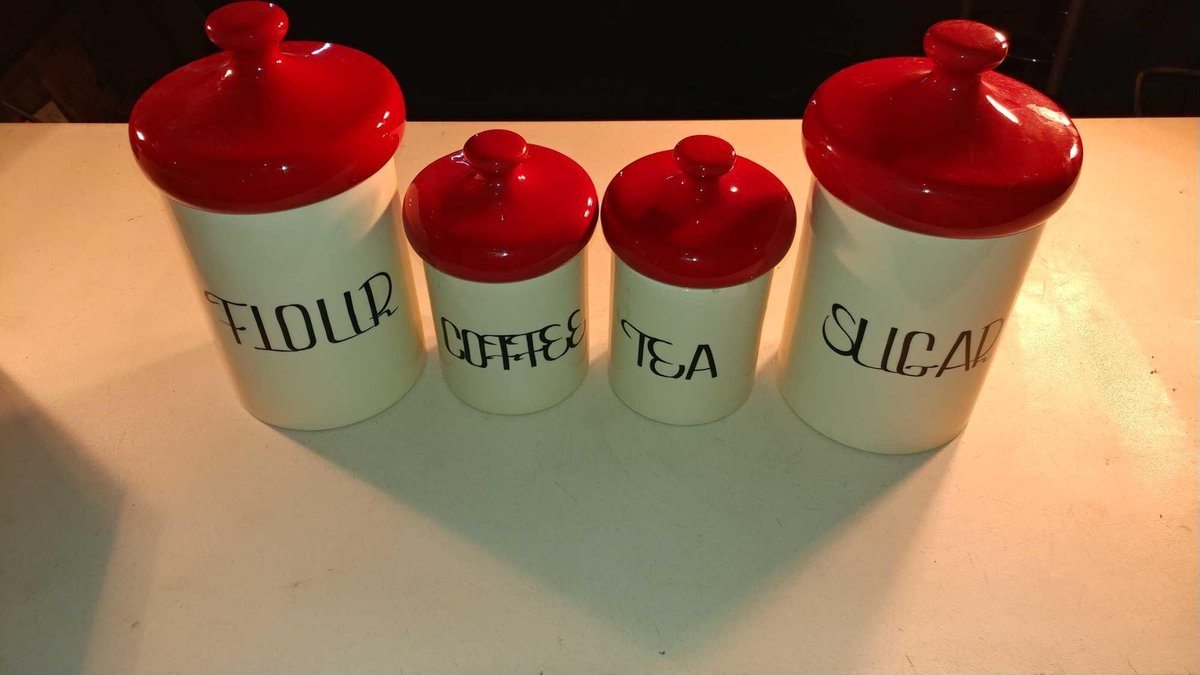 MATCHING FLOUR/SUGAR/COFFEE/TEA CERAMIC CONTAINERS