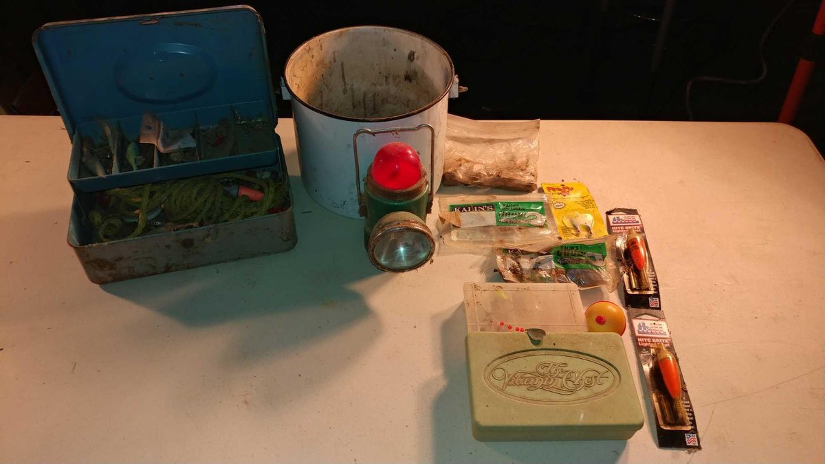 TACKLE BOX & BUCKET W/FISHING TACKLE