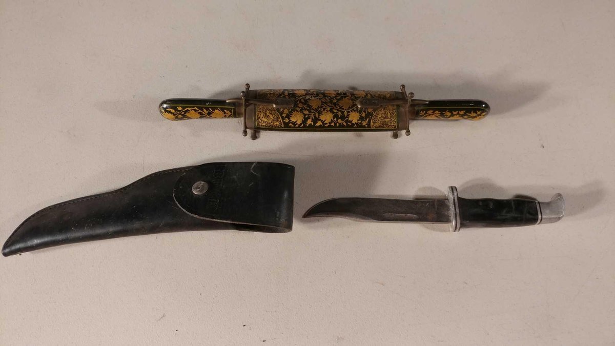 BUCK KNIFE AND DECORATIVE KNIFE & FORK