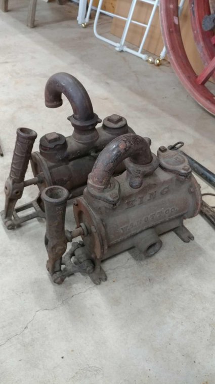 (2) TANK PUMPS. THESE PUMPS WOULD BE BOLTED TO THE WATER WAGON AND WAS USED TO PUMP WATER FROM LAKES