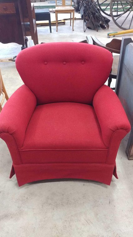 RED UPHOLSTERED OCCASIONAL CHAIR