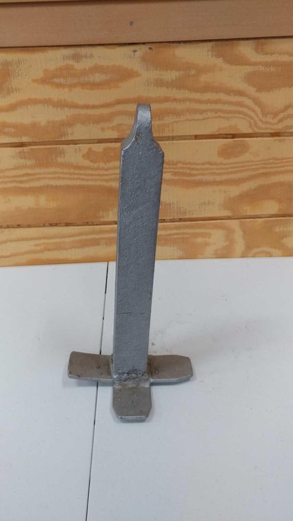 HOME MADE ANCHOR, PAINTED SILVER. SQUARE.