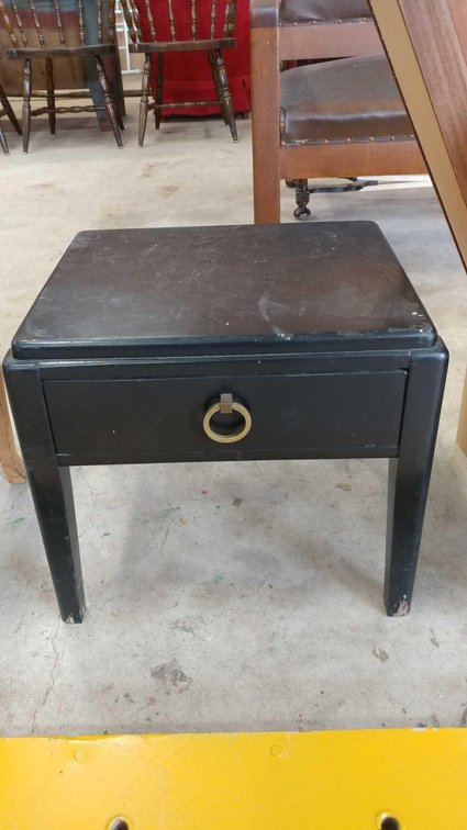SMALL BLACK NIGHT TABLE W/DRAWER (18" X 16" X 16")