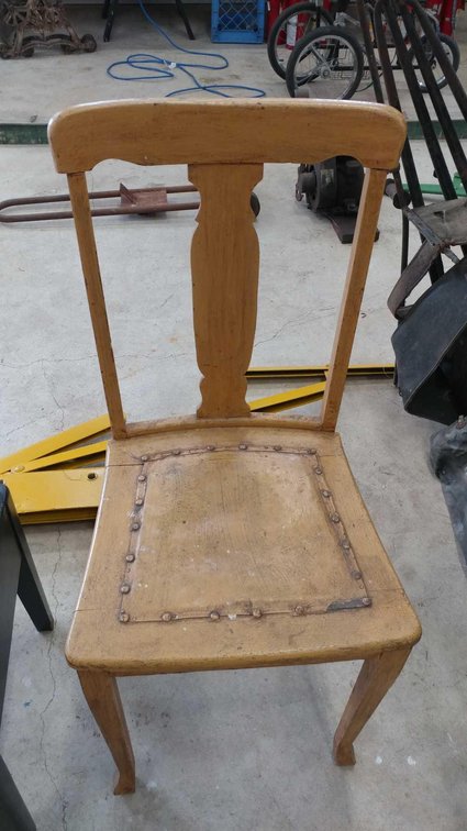 VINTAGE WOOD CHAIR, PAINTED, OAK