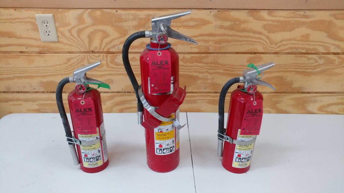 (3) FIRE EXTINGUISHERS, (2) MODEL TCP-5LH AND (1) TGP-10F