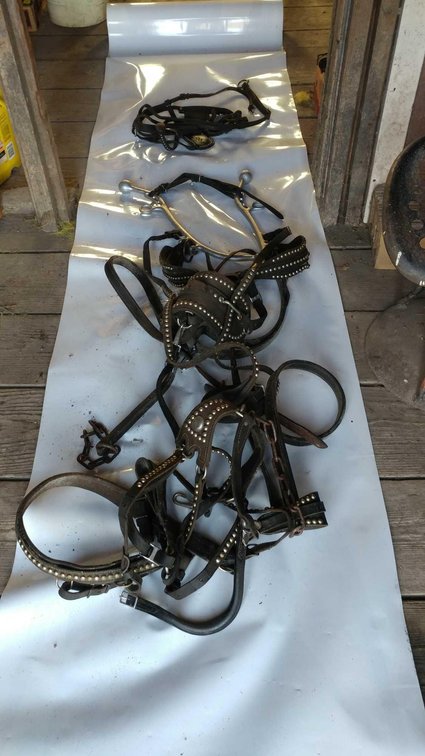 (A) HORSE DRIVING HARNESS W/BLINKERS (SINGLE SET)