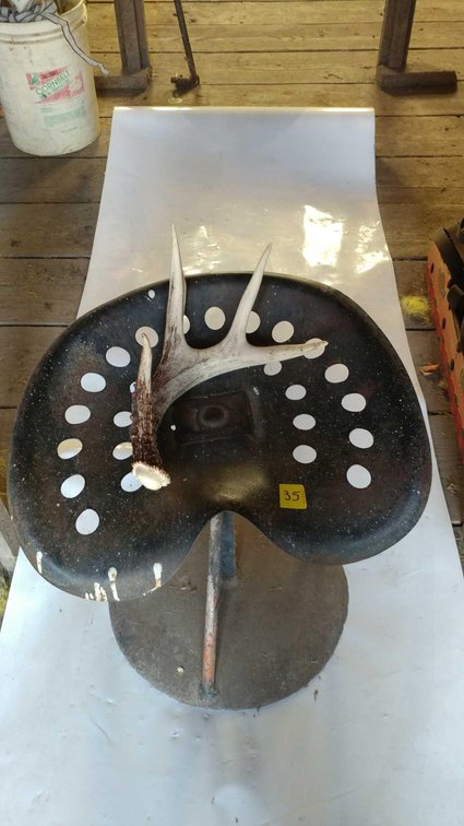 (A) TRACTOR SEAT STOOL AND DEER ANTLER