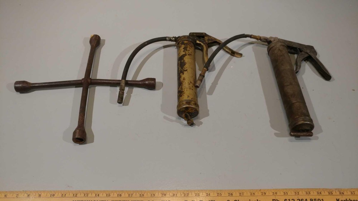 (2) GREASE GUNS AND TIRE IRON