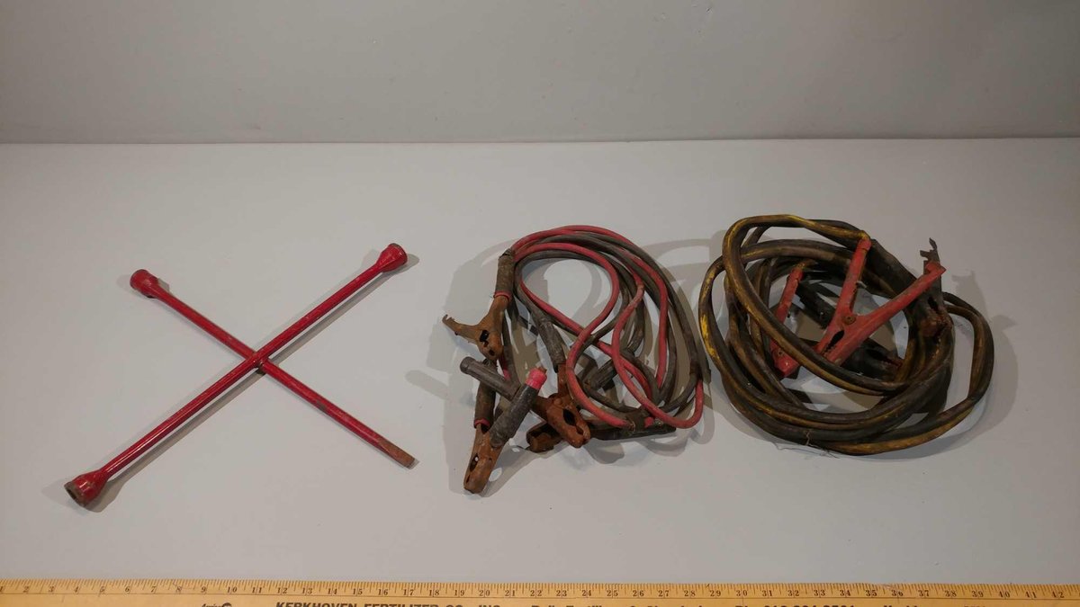 (2) SETS OF JUMPER CABLES AND TIRE IRON