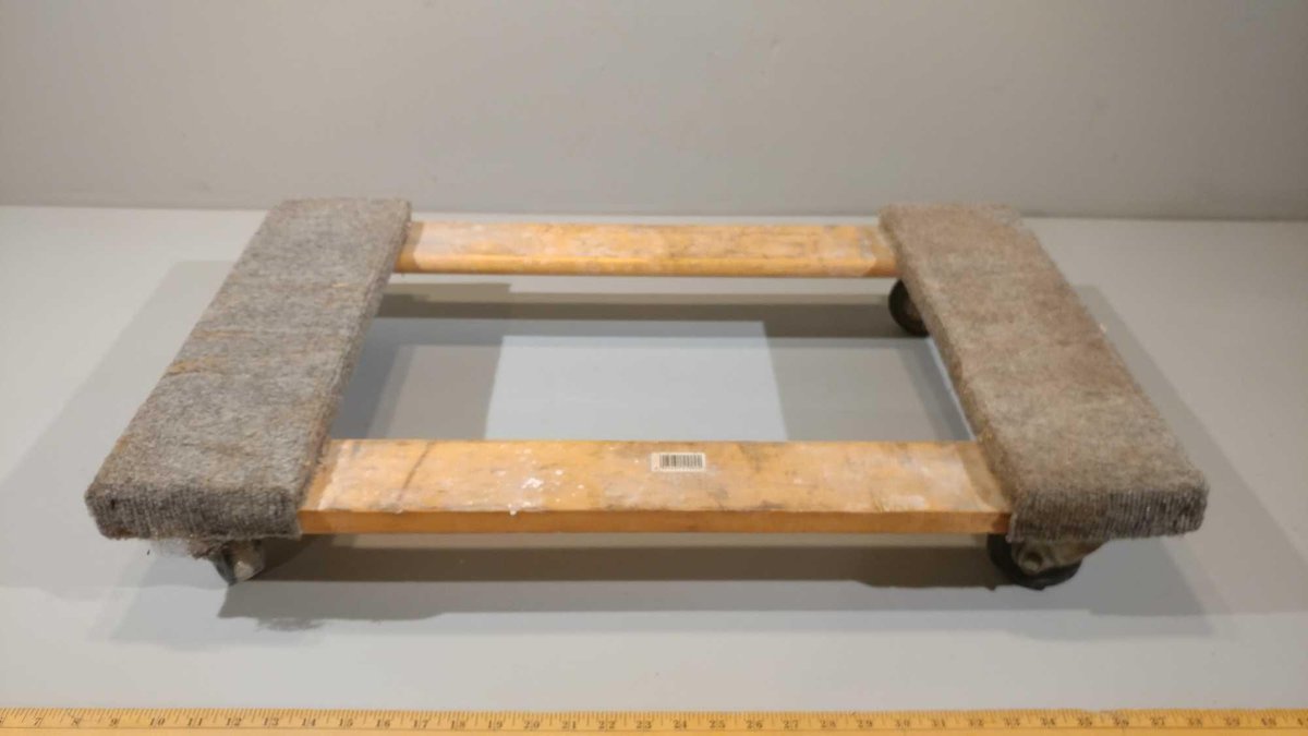 WOODEN MOVING CART W/CASTERS