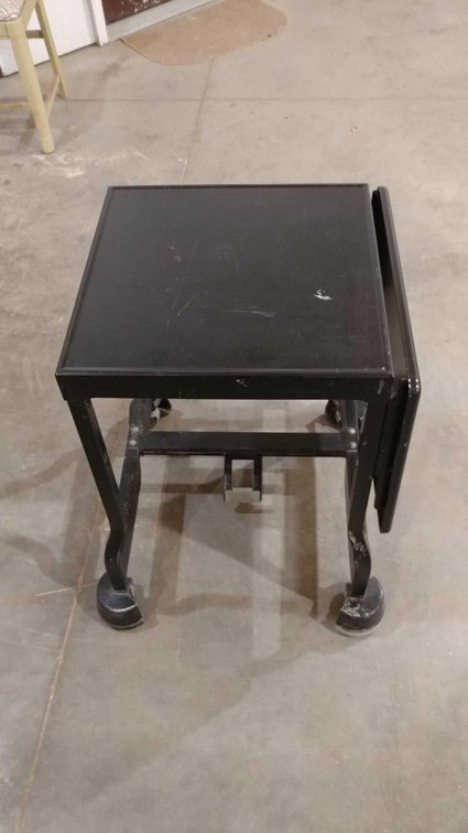 ROLLING METAL CART W/FOLDING SIDE SHELF (17"W X 27"H X 17"D)