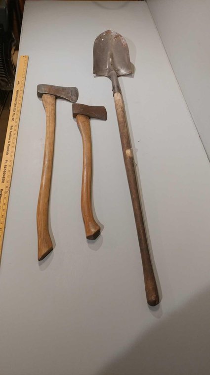(2) AXES AND SPADE SHOVEL