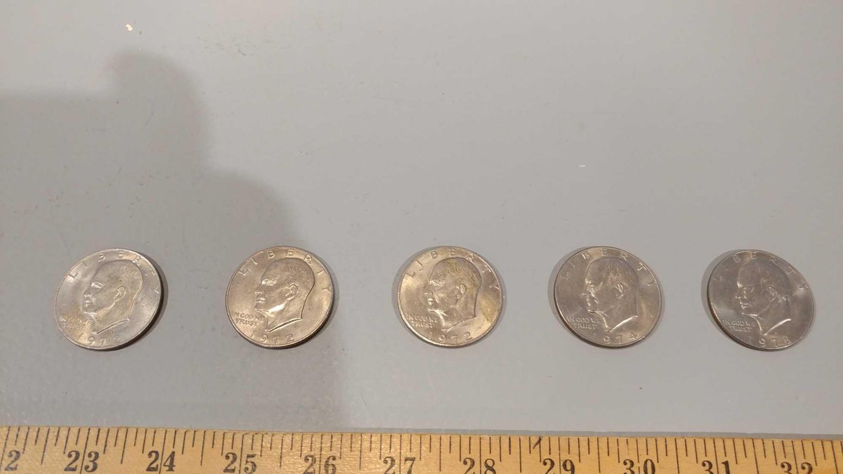 VINTAGE (3) LIBERTY SILVER DOLLARS 1972, (2) LIBERTY SILVER DOLLARS 1974 AND 1978