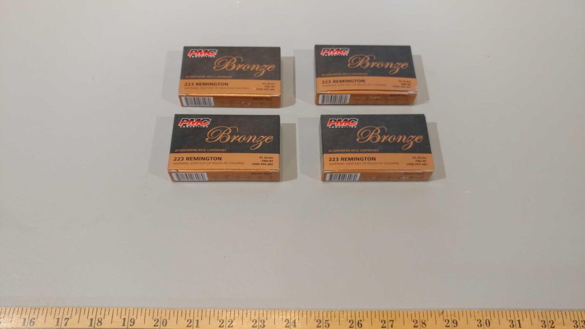 (I-4) (4) BOXES OF 20 PMC BRONZE .223 CAL RIFLE RDS