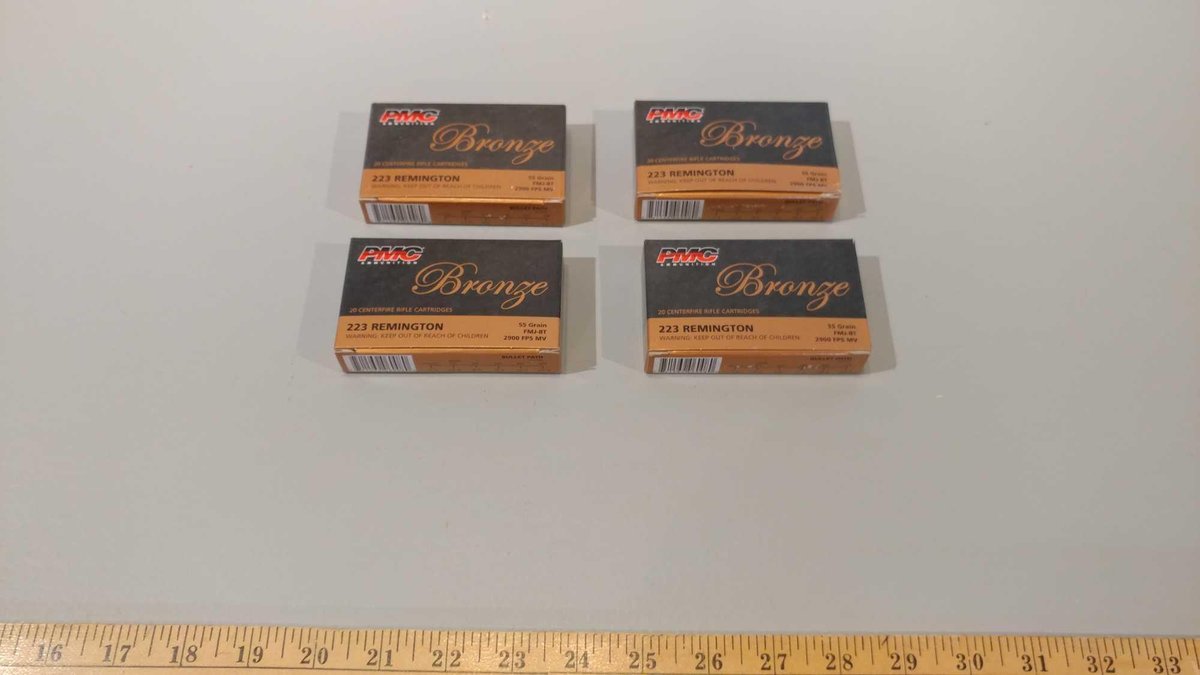 (I-8) (4) BOXES OF 20 PMC BRONZE .223 CAL RIFLE RDS
