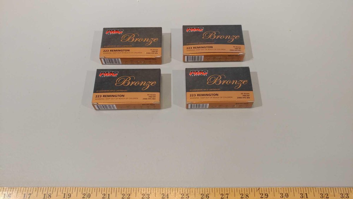 (I-9) (4) BOXES OF 20 PMC BRONZE .223 CAL RIFLE RDS