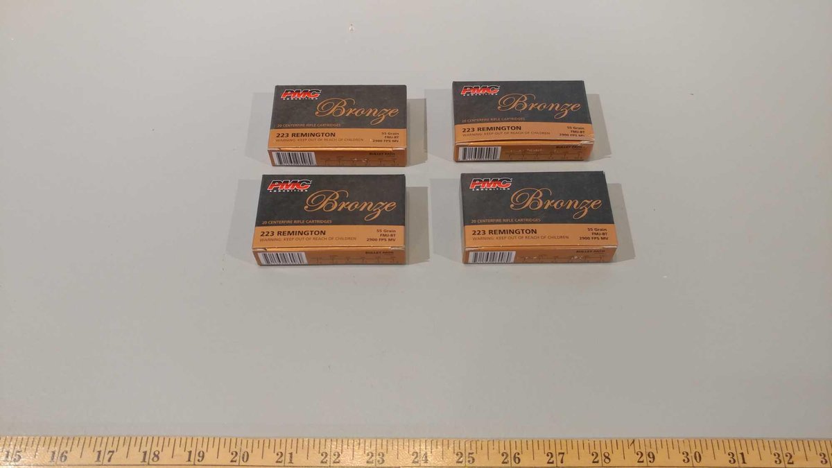 (I-10) (4) BOXES OF 20 PMC BRONZE .223 CAL RIFLE RDS