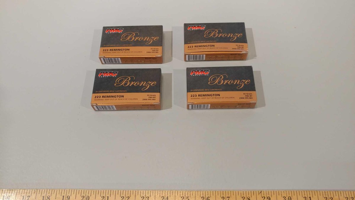(I-11) (4) BOXES OF 20 PMC BRONZE .223 CAL RIFLE RDS