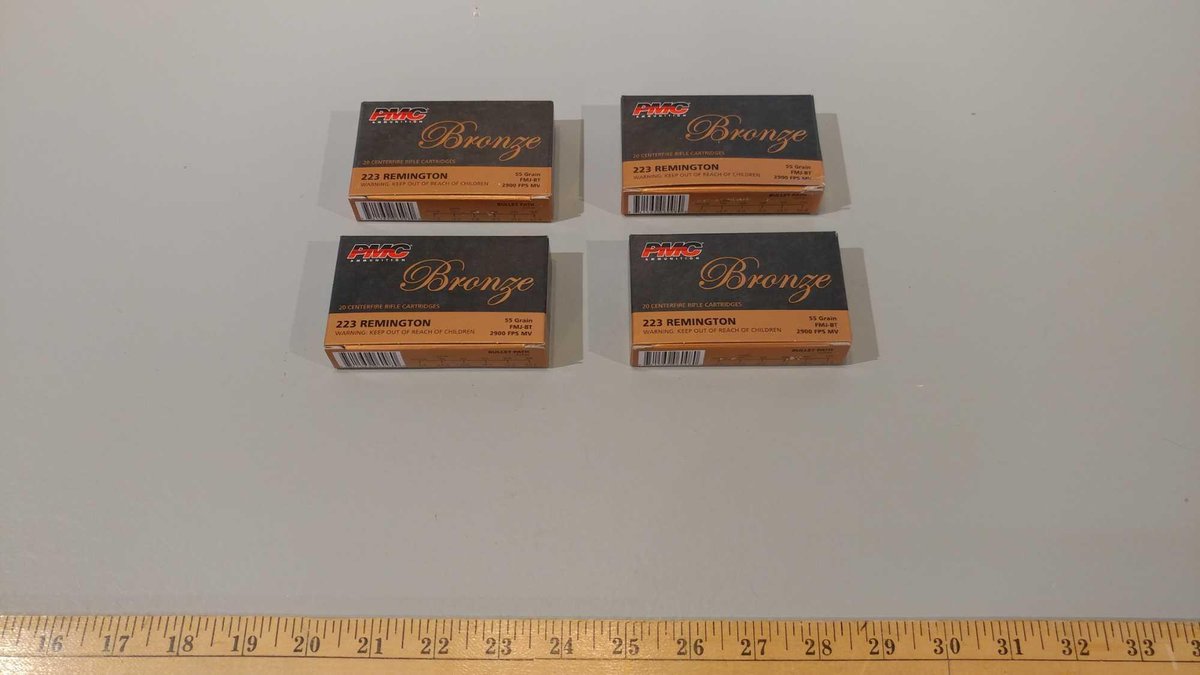 (I-12) (4) BOXES OF 20 PMC BRONZE .223 CAL RIFLE RDS