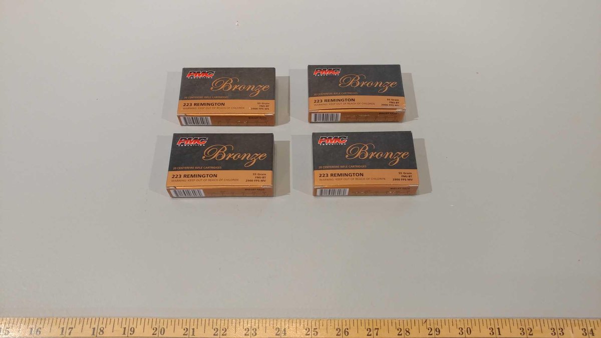 (I-13) (4) BOXES OF 20 PMC BRONZE .223 CAL RIFLE RDS