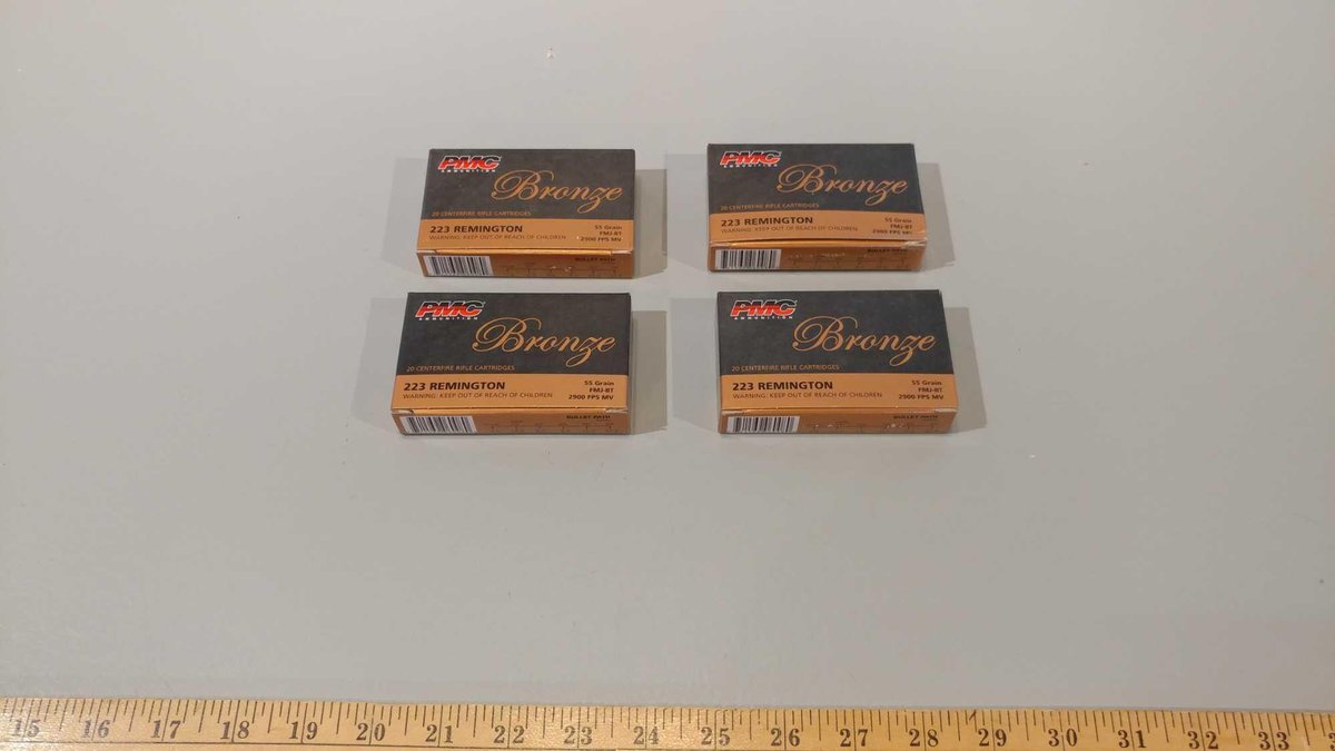 (I-15) (4) BOXES OF 20 PMC BRONZE .223 CAL RIFLE RDS