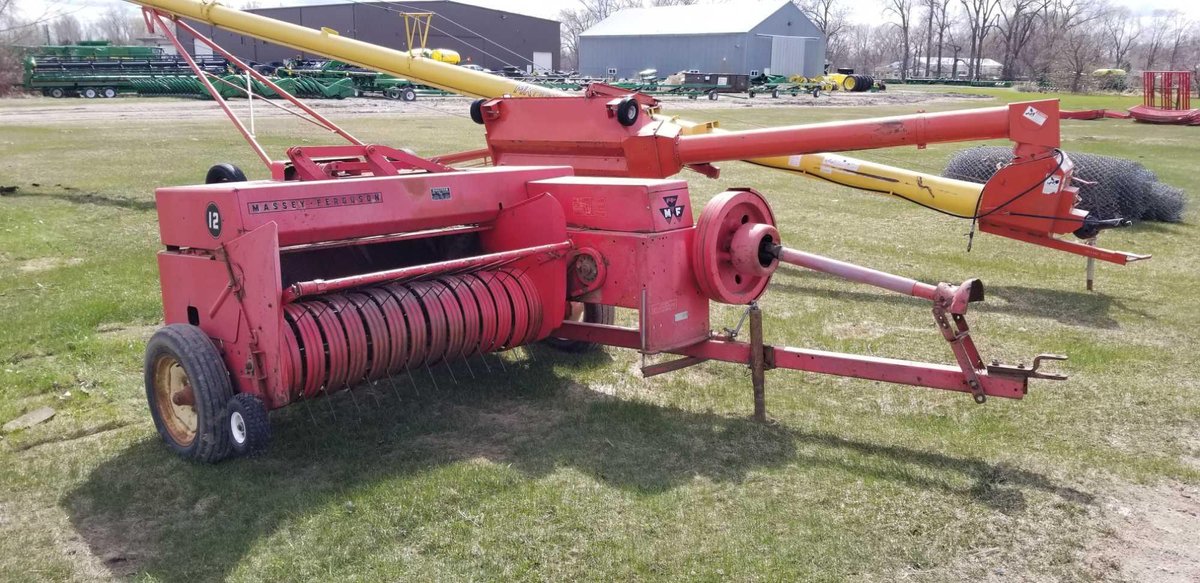 (I-708) MASSEY FERGUSON #12 SQUARE BALER, TIES GOOD, W/PTO, TIRES HOLD AIR, & ONE NEW RIM