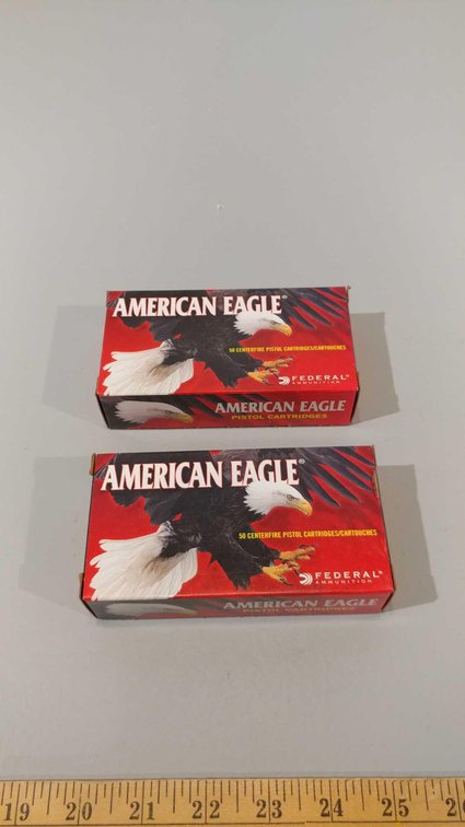 (I-32) (2) BOXES OF 50 AMERICAN EAGLE 9MM LUGER 115 GRAIN FMJ RDS