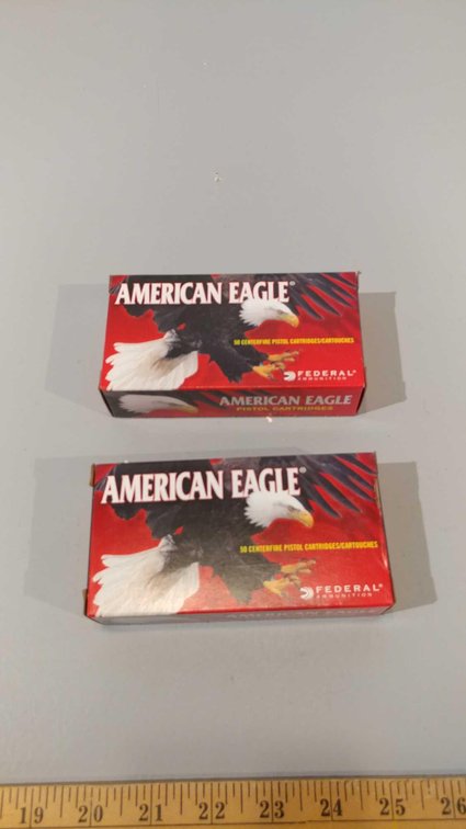 (I-33) (2) BOXES OF 50 AMERICAN EAGLE 9MM LUGER 115 GRAIN FMJ RDS