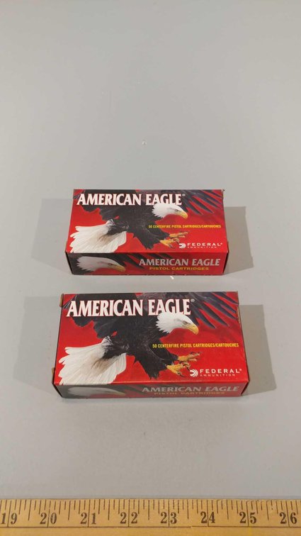 (I-35) (2) BOXES OF 50 AMERICAN EAGLE 9MM LUGER 115 GRAIN FMJ RDS