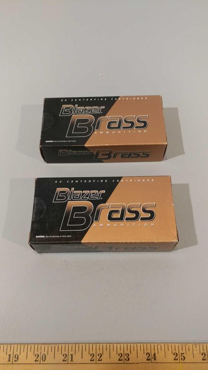 (I-39) (2) BOXES 0F 50 BLAZER BRASS .45 AUTO CAL 230 GRAIN FMJ