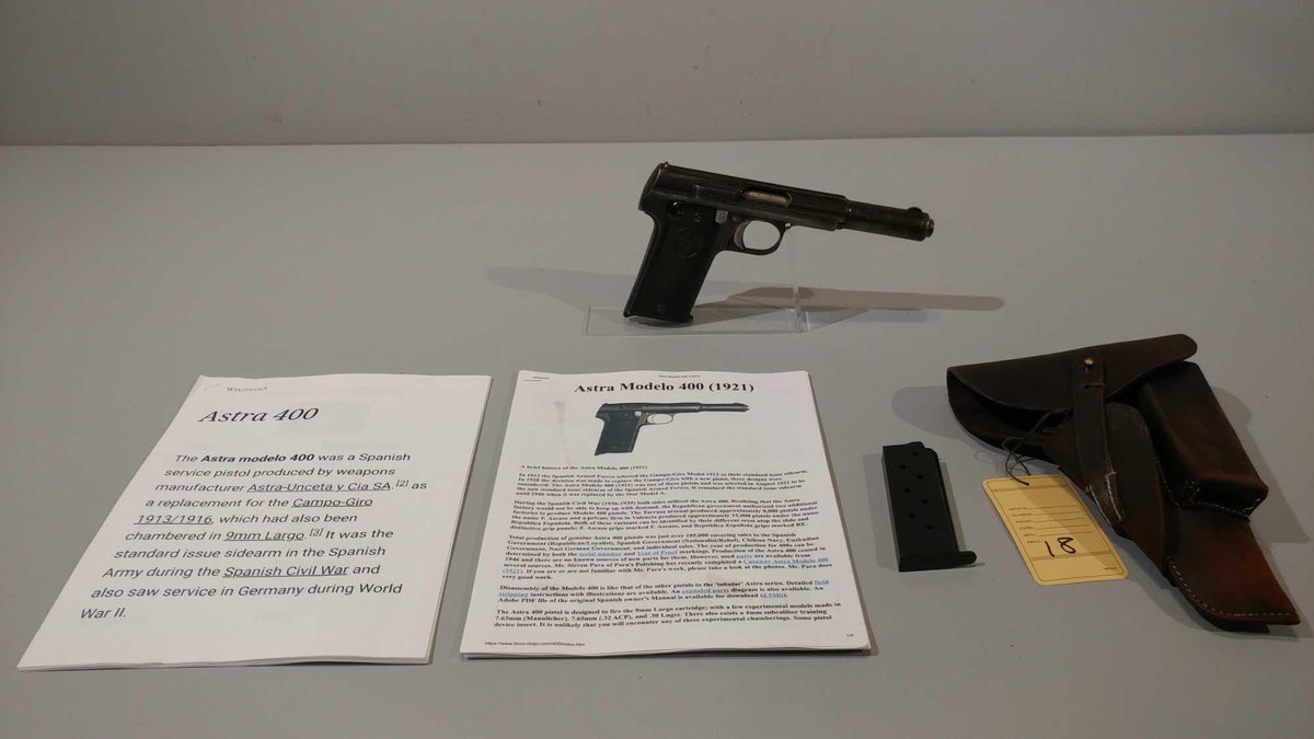 SPAIN MODEL: ASTRA 1921-400 AUTO-CAL 9 MM LARGO, SER# 22998, USED BY SPANISH (LOCATED AT MIKES GUN