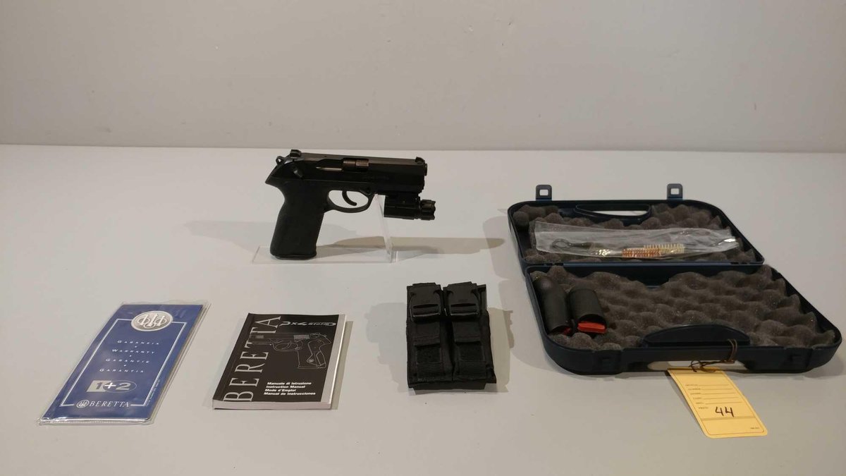 ITALY, MODEL: P X 4 STORM AUTO-CAL 45 ACP, SER# PK07696, FLASHLIGHT, (2) EXTRA MAGS (LOCATED AT MIKE