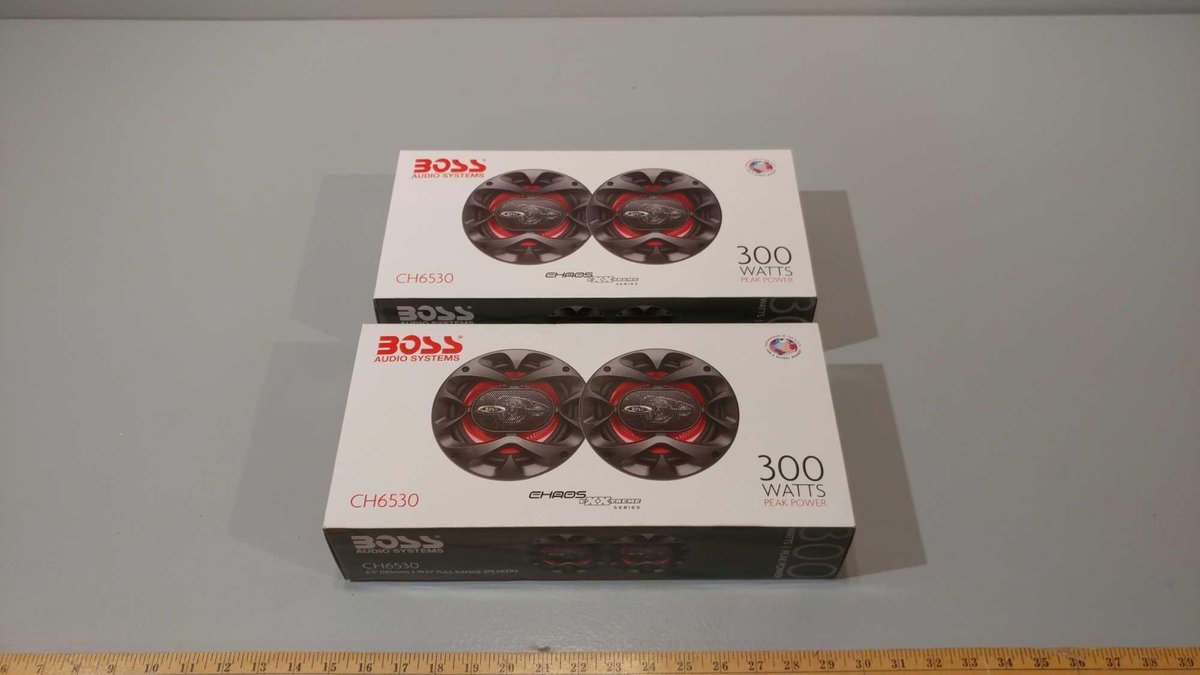 (2) BOSS AUDIO SYSTEM, 6.5" 3-WAY FULL RANGE SPEAKERS, 300 WATTS, NEW IN BOX