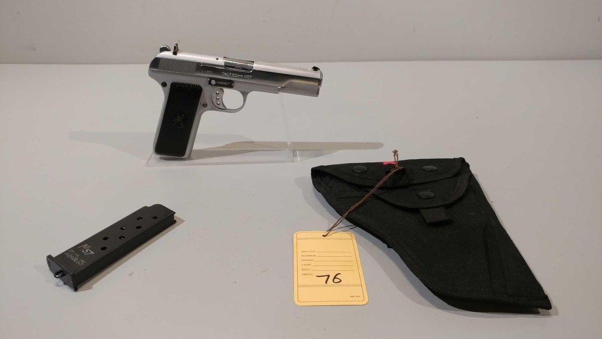 ZASTAVA MODEL: M57 AUTO CAL 7.62 X 25, SER#2552/ 2-00-004, CHROME & BRUSHED(LOCATED AT MIKES GUN SHO