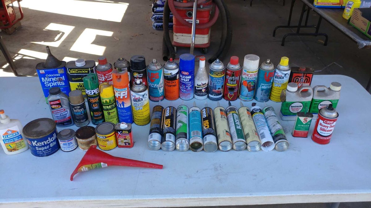 LARGE ASSORTMENT OF CAULK, SPRAY PAINT, CARB CLEANER, LUBRICANT, AND MISC