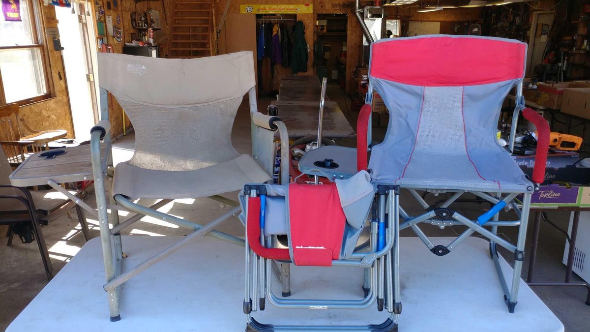 (2) MATCHING AND SINGLE FOLDING CAMPING CHAIRS