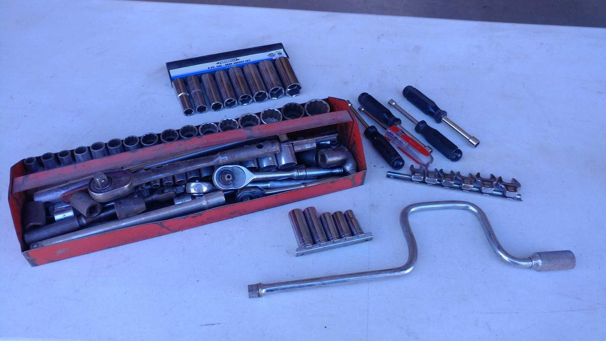 LARGE ASSORTMENT OF SOCKETS, RATCHETS, AND NUT DRIVERS