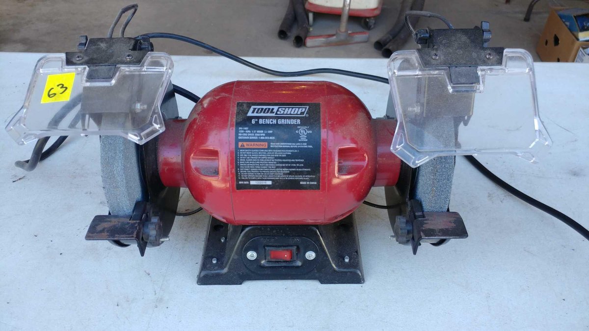 TOOL SHOP 6" BENCH GRINDER, TESTED AND WORKS