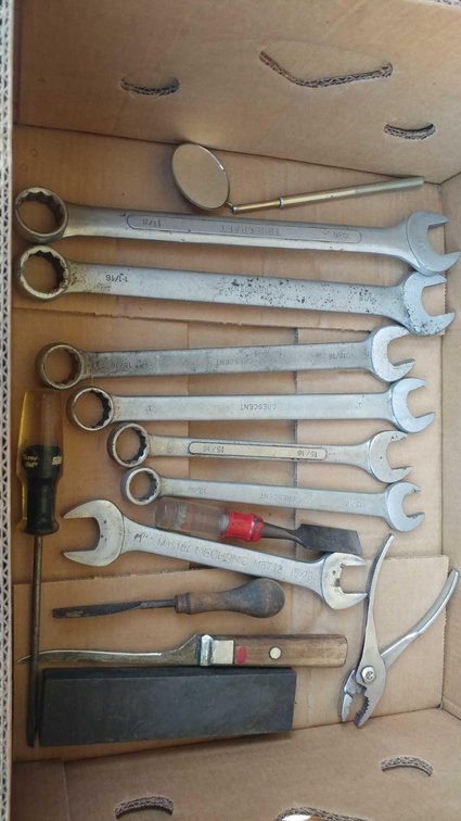 ASSORTMENT OF LARGE STANDARD WRENCHES, PLIERS, AND MISC