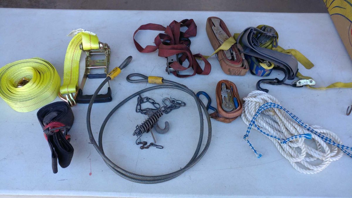 ASSORTMENT OF RATCHET STRAPS & ROPE OF VARIOUS SIZES