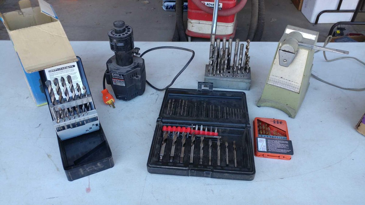 DRILL BIT SHARPENER, KNIFE SHARPENER, AND ASSORTMENT OF DRILL BITS