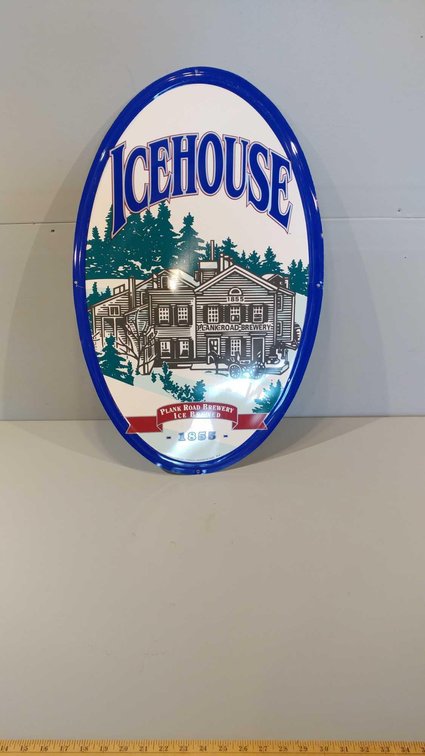 TIN OVAL ICEHOUSE BEER SIGN