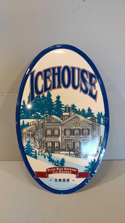 TIN OVAL ICEHOUSE BEER SIGN