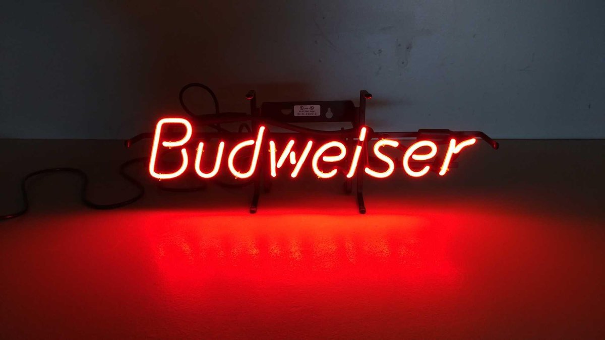 BUDWEISER NEON SIGN, TESTED AND WORKS