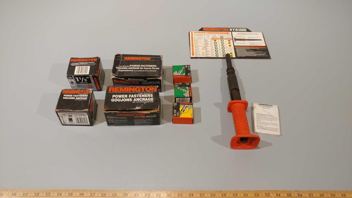 POWER HAMMER WITH VARIOUS FASTENERS AND OTHER MISC.