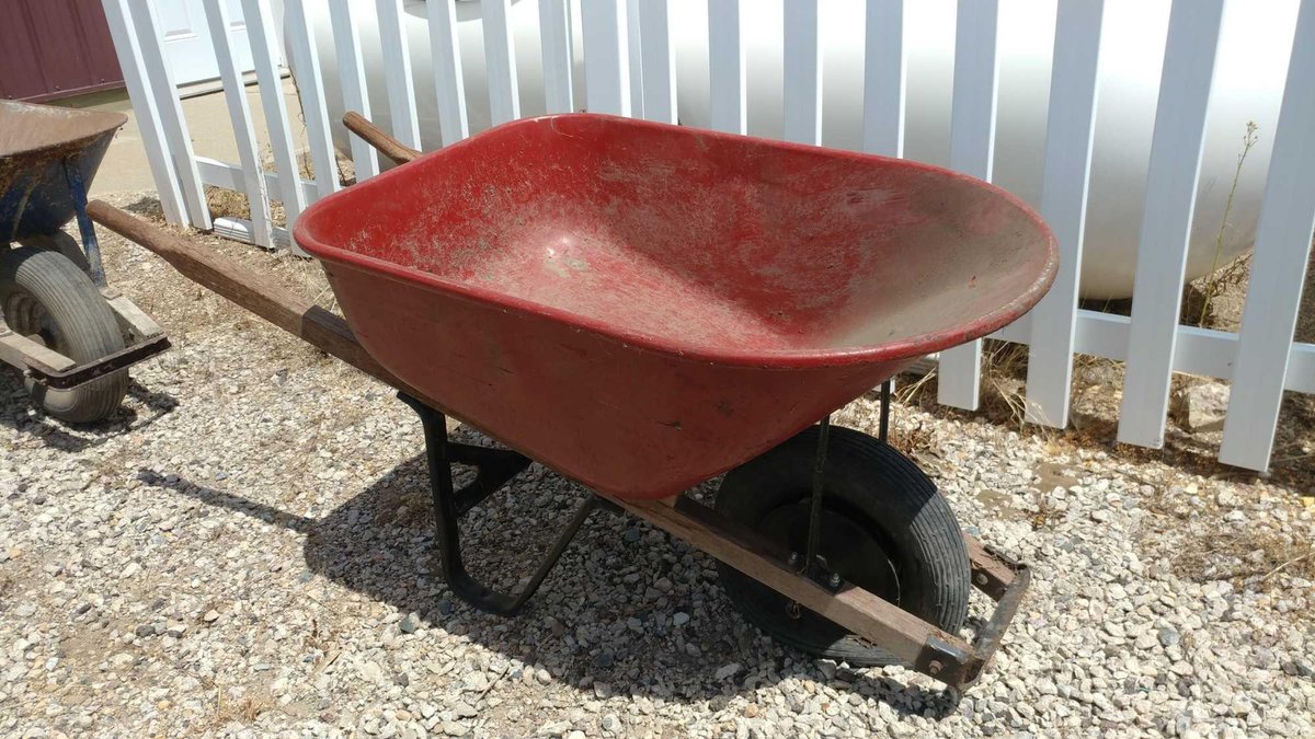 STEEL WHEEL BARROW W/WOOD HANDLES