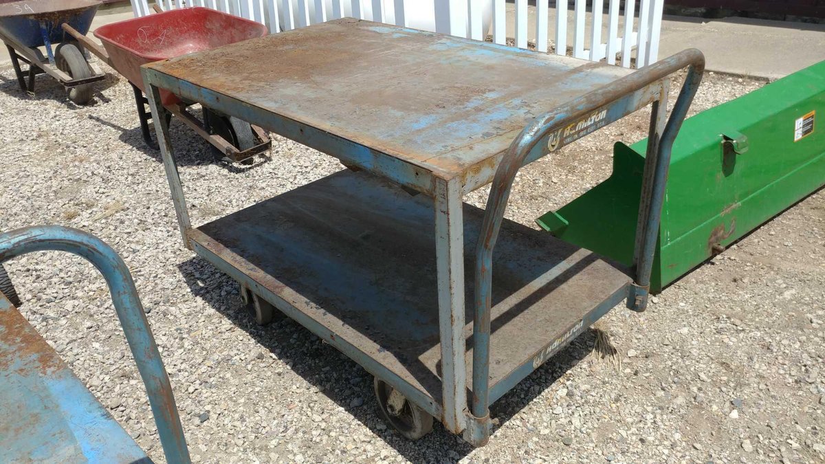 HEAVY DUTY 2-TIER ROLLING CART W/HANDLES