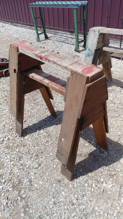 SET OF WOODEN SAW HORSES